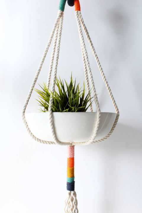 Cotton Macrame Plant Hanger, Unique Hanging Planter: 38 inches