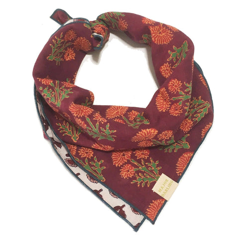 Double Sided Dog Bandana: Blue + White Peacock