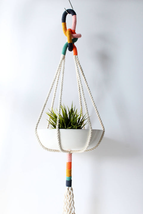 Cotton Macrame Plant Hanger, Unique Hanging Planter: 38 inches
