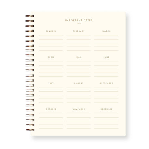 2025 Retro Dated Weekly Planner : Calendar Year: Peppercorn Cover | White Ink
