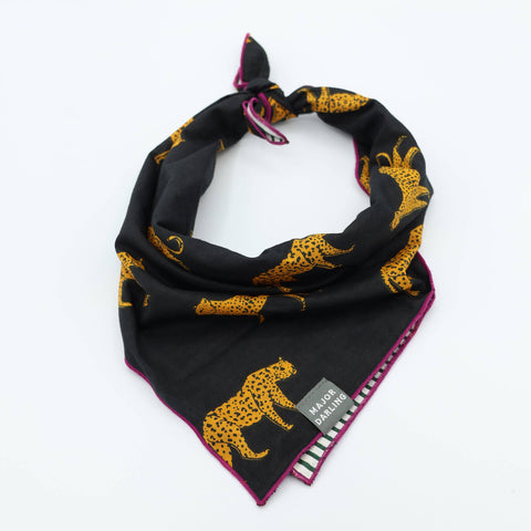 Double Sided Dog Bandana: Blue + White Peacock