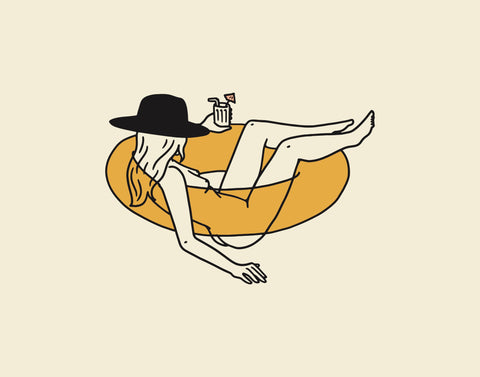 Float Cowgirl Western Art Print Retro Vintage Home Decor: Medium