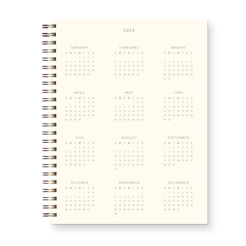 2025 Retro Dated Weekly Planner : Calendar Year: Peppercorn Cover | White Ink
