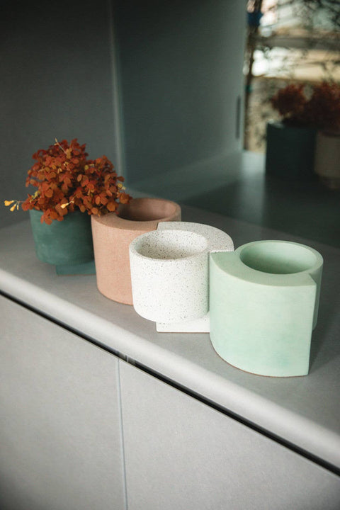 Platform Planter Small - Terrazzo - White