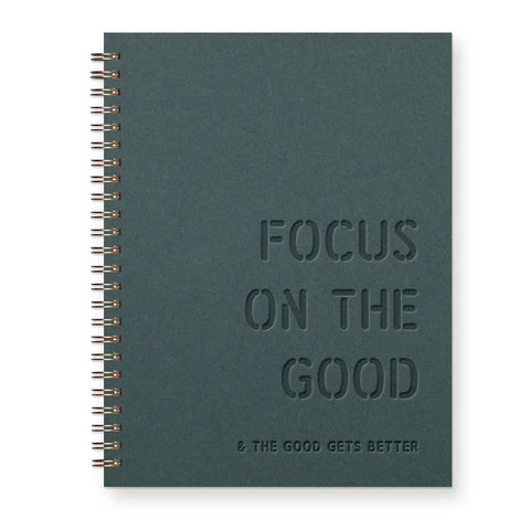 Focus on the Good Journal: Lined Notebook: Forest Green Cover | Dark Green Ink