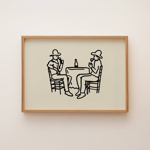 Cowboys & Wine Western Art Print Retro Vintage Home Decor: Large