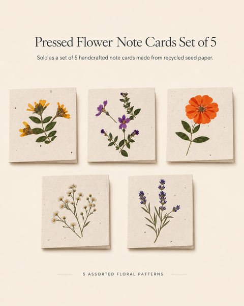 Pressed Flower Note Cards Set of 5
