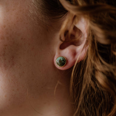 Hyalite Studs // Turquoise: Brass / 8mm