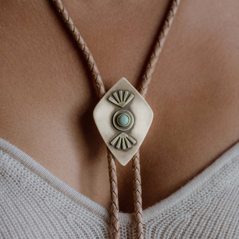 Rimini Bolo Tie: Black / Turquoise