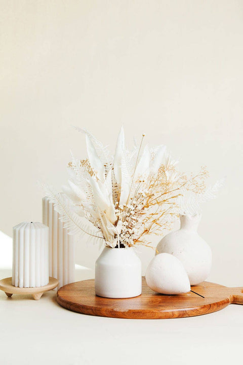 White & Tan Dried Flower Mini Bouquet