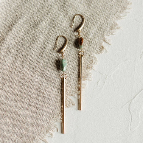 Passerine Earrings // Turquoise: Brass