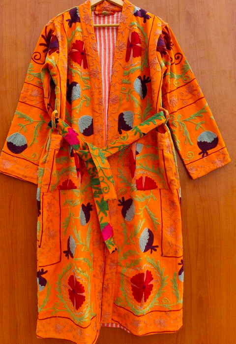 ORANGE SUZANI KIMONO ROBE