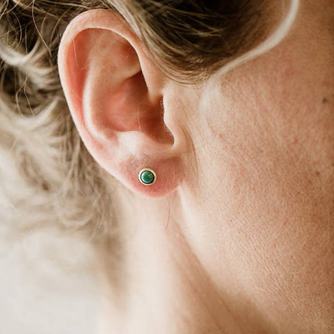 Hyalite Studs // Turquoise: Brass / 8mm