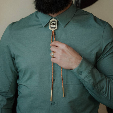 Cash Bolo Tie: Dark Brown / Turquoise
