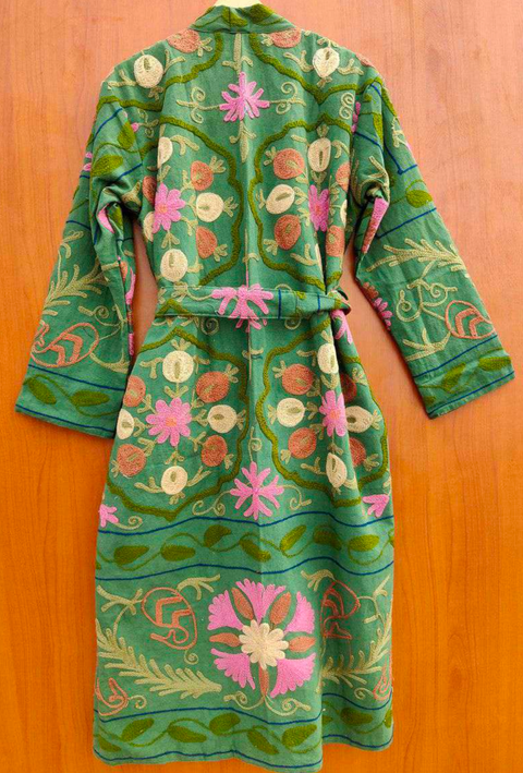 GREEN SUZANI KIMONO ROBE
