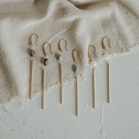 Passerine Earrings // Turquoise: Brass