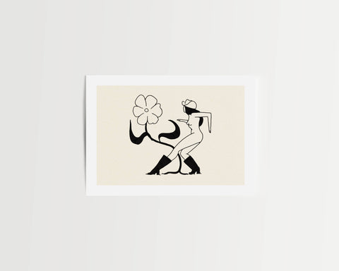 Flower Dance – Cowgirl Western& Botanical Giclée Art Print: Small