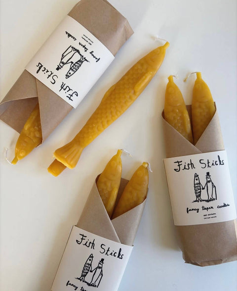 FISH STICKS - Fancy Beeswax Fish Shaped Taper Candles