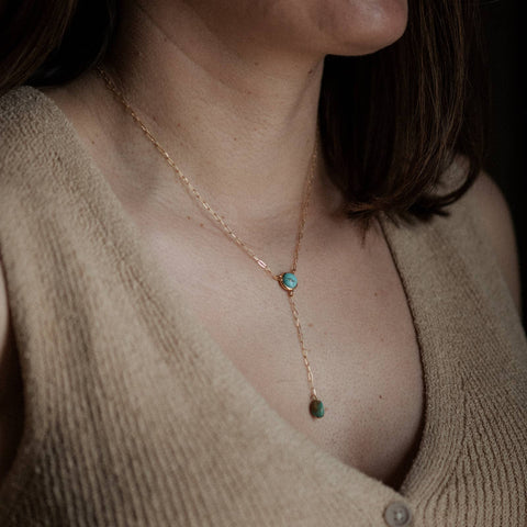 Lariat Necklace // Turquoise // Demi-Fine Gold