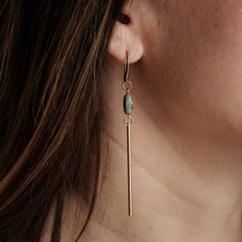 Passerine Earrings // Turquoise: Brass
