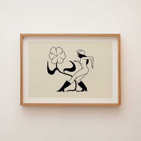 Flower Dance – Cowgirl Western& Botanical Giclée Art Print: Small