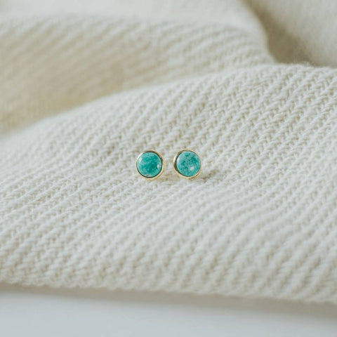 Hyalite Studs // Turquoise: Brass / 8mm