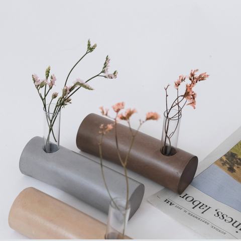 Cylinder Bud Vase: Beige