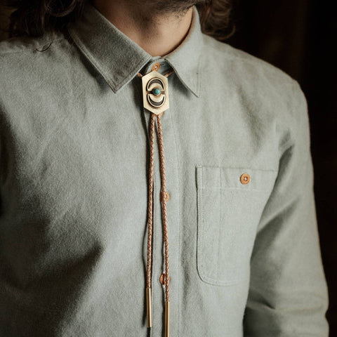 Cash Bolo Tie: Dark Brown / Turquoise