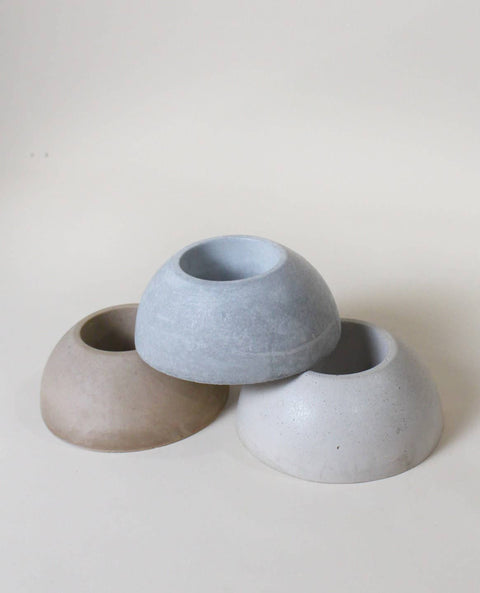 Dome Half Round Concrete Pot Planter : Gray