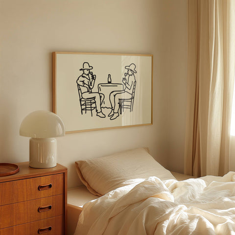 Cowboys & Wine Western Art Print Retro Vintage Home Decor: Large