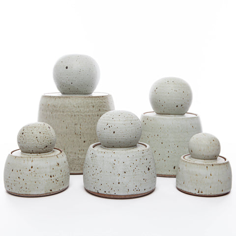 Alabaster White Stash Jars: Small