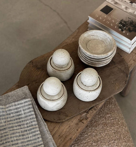 Alabaster White Stash Jars: Small
