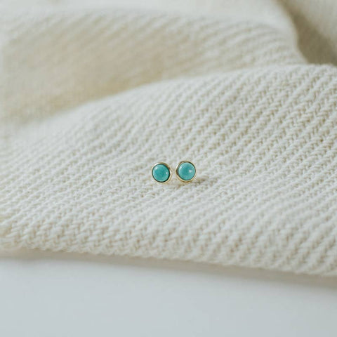 Hyalite Studs // Turquoise: Brass / 8mm