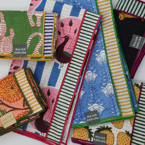 Double Sided Dog Bandana: Blue Floral