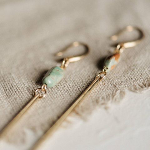Passerine Earrings // Turquoise: Brass