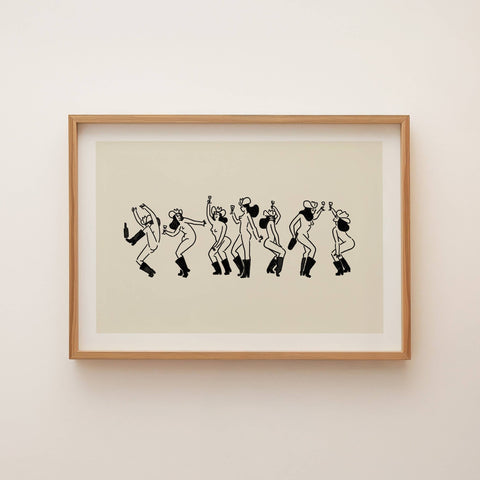 "Cowgirl Social" Minimal Western Art Print: Large
