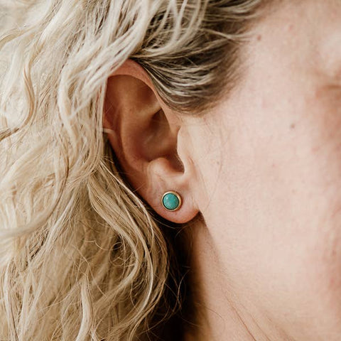 Hyalite Studs // Turquoise: Brass / 8mm