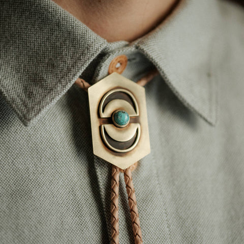 Cash Bolo Tie: Dark Brown / Turquoise