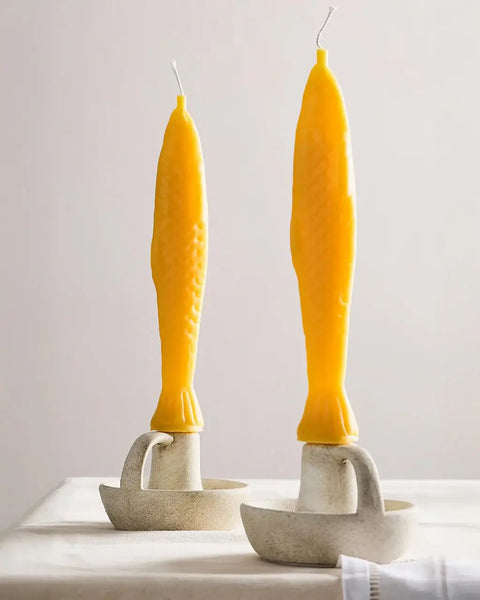 FISH STICKS - Fancy Beeswax Fish Shaped Taper Candles