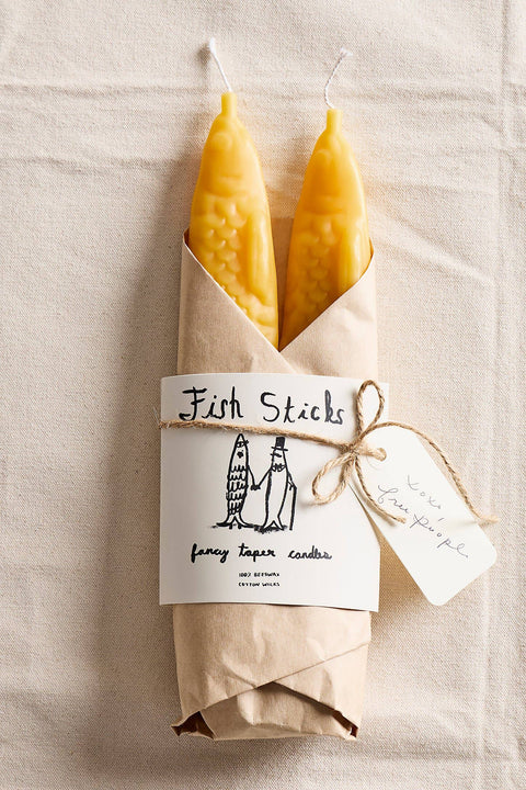 FISH STICKS - Fancy Beeswax Fish Shaped Taper Candles