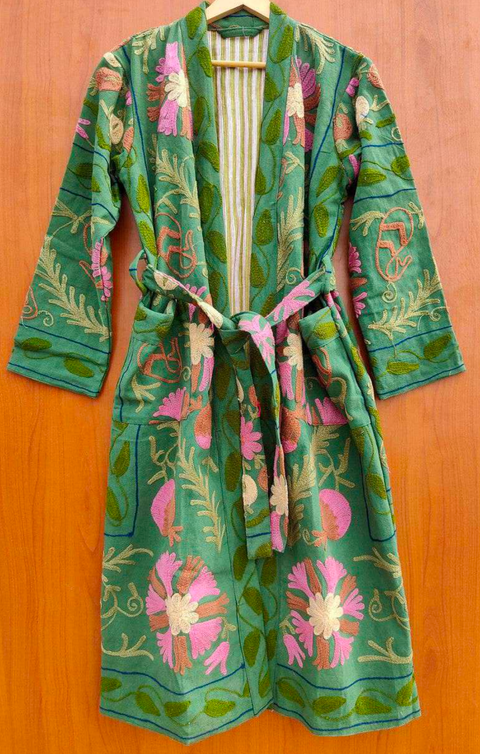 GREEN SUZANI KIMONO ROBE