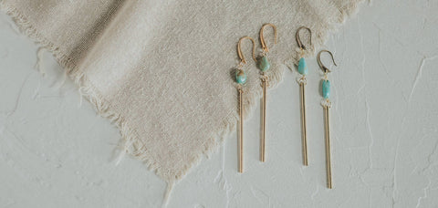 Passerine Earrings // Turquoise: Brass