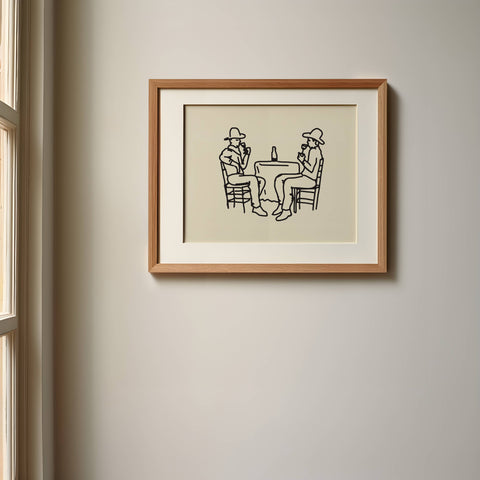 Cowboys & Wine Western Art Print Retro Vintage Home Decor: Large