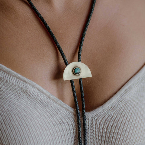 Tulum Bolo Tie: Black / Turquoise